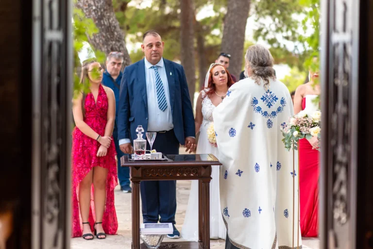 greek orthodox wedding ceremony profitis ilias akrotiri chania priest blessing couple