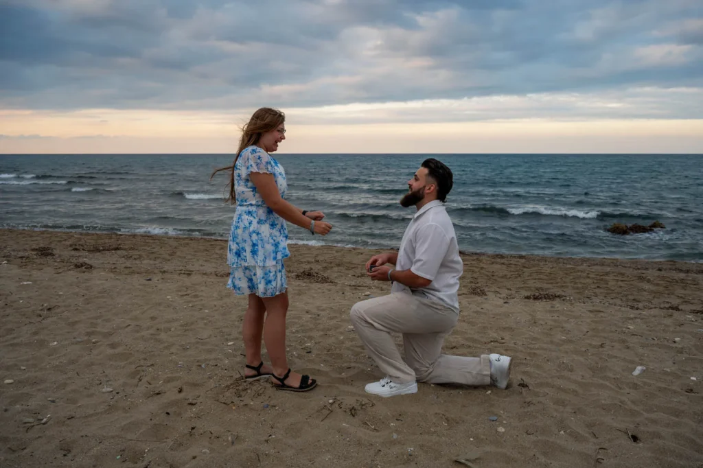 Stories from Crete 4 Man proposing on one knee on Petres Beach in Crete